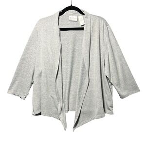 Alfred Dunner Petite Womens Cardigan Sweater Grey Size PXL Open Front